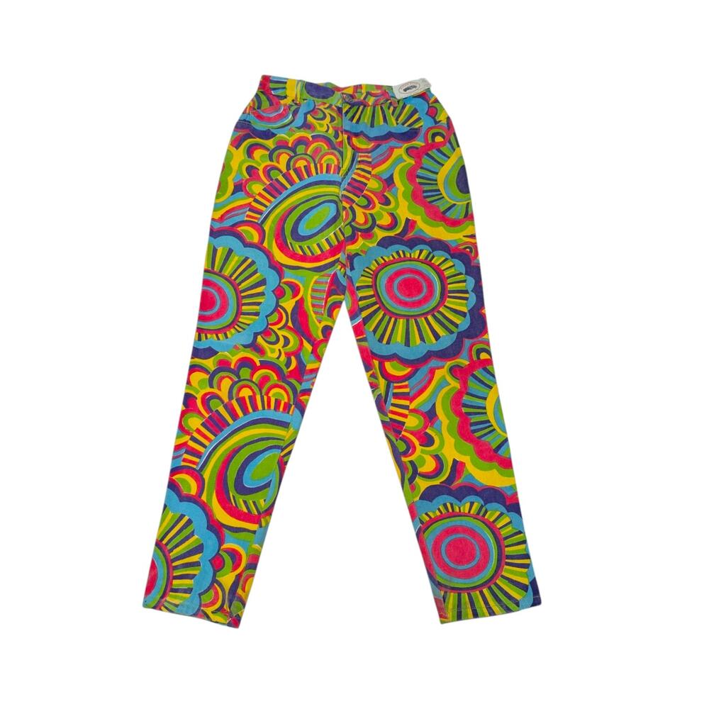 Vintage Deadstock Jeanjer Colorful Hippie Jeans Psychadelic High Rise Denim 90s